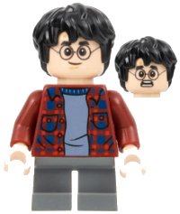 LEGO onderdeel Harry Potter - Dark Red Plaid Flannel Shirt, Dark Bluish Gray Short Legs hp143