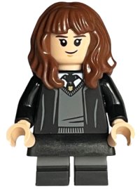 LEGO onderdeel Hermione Granger - Hogwarts Robe, Black Tie, Skirt, and Short Legs with Dark Bluish Gray Stripes hp378