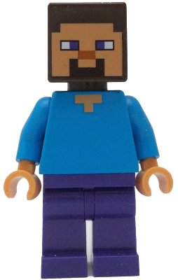 Steve - Dark Purple Legs, Nougat Face, LEGO onderdeelnummer min199
