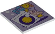 Tegel 6 x 6 met Onderbuizen met Minifiguur en Washing Machine Pattern, LEGO onderdeelnummer 10202pb024