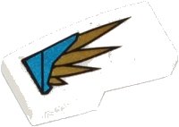 Slope, Curved 2 x 1 x 2/3 with Blue Armor Plates and Gold Feathers Pattern Model Left Side (Sticker) - Set 70124, LEGO onderdeelnummer 11477pb011L