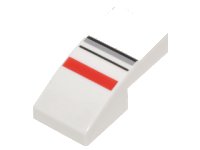Slope, Curved 2 x 1 x 2/3 with Red, Light Bluish Gray and Black Stripes Pattern, LEGO onderdeelnummer 11477pb032