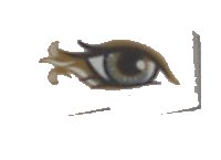 Slope, Curved 2 x 1 x 2/3 with Metallic Light Blue Eye with Gold Highlights Pattern Model Right Side, LEGO onderdeelnummer 11477pb051R