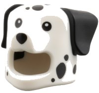 Minifigure, Headgear Head Cover, Costume Dog with Molded Black Ears, Printed Black Spots, Eyes, and Nose Pattern, LEGO onderdeelnummer 115084pb01