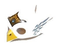 Minifigure, Headgear Mask Bird / Eagle with Yellow Beak, Gold Tiara, and Medium Blue Feathers Pattern, LEGO onderdeelnummer 12549pb04