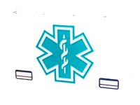 Panel 1 x 4 x 2 with Side Supports - Hollow Studs with Dark Turquoise Star of Life and 2 Handles Pattern (Sticker) - Set 40582, LEGO onderdeelnummer 14718pb066