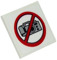 Road Sign 2 x 2 Square with Open O Clip with No Cameras Pattern (Sticker) - Set 10261, LEGO onderdeelnummer 15210pb035