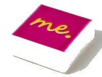 LEGO onderdeel Tile 1 x 1 with Yellow 'me.' Script on Magenta Background Pattern 3070pb144