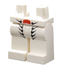 Hips and Legs with Black Scales and Red Scale Pattern, LEGO onderdeelnummer 970c00pb0132