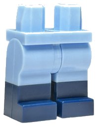 Hips and Legs with Molded Dark Blue Lower Legs / Boots Pattern, LEGO onderdeelnummer 970c00pb0537