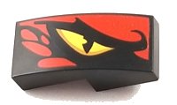 Slope, Curved 2 x 1 x 2/3 with Yellow Dragon Eye and Red Scales Pattern Model Right Side, LEGO onderdeelnummer 11477pb058R