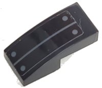 Schuin, Gebogen 2 x 1 x 2/3 met Donkergrijs Lijn en Klinknagels Patroon (Sticker) - Set 70916, LEGO onderdeelnummer 11477pb185