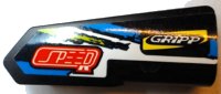 Technic, Panel Fairing #21 Very Small Smooth, Side B with 'SPEED', 'FIRM GRIPP' and Blue, Lime and White Stripes Pattern (Sticker) - Set 42103, LEGO onderdeelnummer 11946pb089