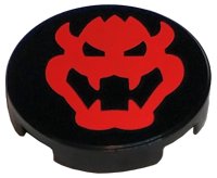 LEGO onderdeel Tegel, Rond 2 x 2 met Onderkant Noppen Houder met Rood Bowser Hoofd Patroon 14769pb513