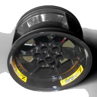 Wheel 56mm D. x 34mm Technic Racing Medium, 6 Pin Holes with Yellow 'FIRM GRIPP' Pattern (3 Stickers) - Set 42039, LEGO onderdeelnummer 15038pb02
