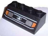 LEGO onderdeel Slope 45 2 x 4 with Silver Headlights, Orange Signal Lights, and White Lines Pattern 3037px1W