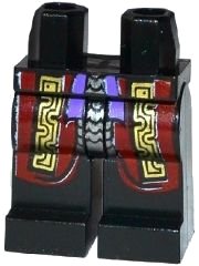 Hips and Legs with Dark Red and Gold Robe with Silver Trim and Purple Sash Pattern, LEGO onderdeelnummer 970c00pb0390