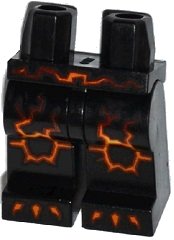 Hips and Legs with Dark Red, Orange and Yellow Cracks and Claws Pattern, LEGO onderdeelnummer 970c00pb0507