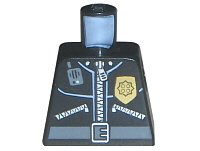 Torso Police Leather Jacket, Gold Badge, Radio, Belt Pattern, LEGO onderdeelnummer 973pb0261