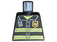 Torso Fire Uniform Gold Badge, Silver Reflective Stripes, Dark Bluish Gray Radio Pattern, LEGO onderdeelnummer 973pb0300