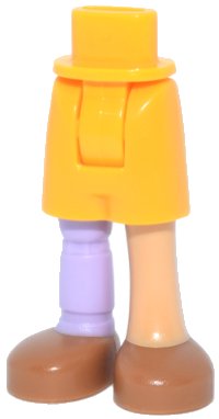 Mini Doll Hips and Shorts with Molded Medium Tan Left Leg, Lavender Prosthetic Right Leg and Medium Nougat Shoes Pattern - Thick Hinge, LEGO onderdeelnummer 105316c00pb01