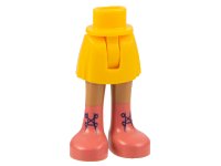 Mini Doll Hips and Skirt with Molded Medium Nougat Legs and Printed Coral Boots with Dark Blue Laces Pattern - Thin Hinge, LEGO onderdeelnummer 35216ac00pb010