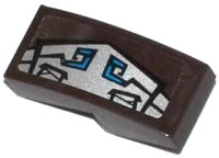 Schuin, Gebogen 2 x 1 x 2/3 met Blauw en Zilver Gorilla Pantser Patroon Model Linkerkant (Sticker) - Set 70125, LEGO onderdeelnummer 11477pb013L