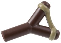 Minifiguur, Wapen Slingshot met Donkertan Band Patroon, LEGO onderdeelnummer 19900pb03