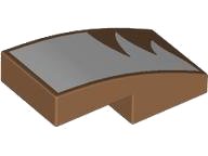 Slope, Curved 2 x 1 x 2/3 with White Fur Pattern Model Right Side, LEGO onderdeelnummer 11477pb188R