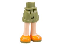 Mini Doll Hips and Shorts with Molded Light Nougat Legs and Printed Orange Shoes with White Laces and Olive Green Soles Pattern - Thin Hinge, LEGO onderdeelnummer 1826cc00pb001