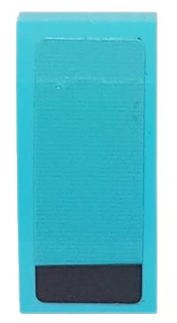 Schuin, Gebogen 2 x 1 x 2/3 met Zwarte Streep op Medium Azuurblauw Achtergrond Patroon Model Linkerkant (Sticker) - Set 76898, LEGO onderdeelnummer 11477pb099L