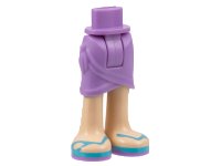 Mini Doll Hips and Skirt Wrap with Light Nougat Legs and Sandals with Medium Lavender Soles and Medium Azure Straps Pattern - Thick Hinge, LEGO onderdeelnummer 11244c00pb03
