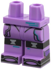 LEGO onderdeel Hips and Legs with Dark Turquoise Stripes, Black Kneepads, Pocket Lines, and Toes, Silver Trim Pattern 970c00pb1818