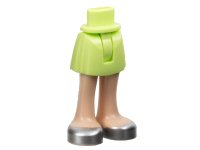 Mini Doll Hips and Skirt with Molded Light Nougat Legs and Printed Silver Open Top Shoes Pattern - Thin Hinge, LEGO onderdeelnummer 35216ac00pb005