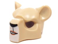 Minifiguur, Kopbekleding Masker Feline met Zwart Neus, Schoonheidsvlekje en Scheef Glimlach Patroon, LEGO onderdeelnummer 15084pb01