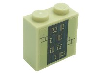 Steen, Gewijzigd 1 x 2 x 1 2/3 met Noppen op Zijkant met Boeken op Boekenplank en Stenen Patroon (Sticker) - Set 71043, LEGO onderdeelnummer 22885pb005