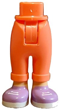Mini Doll Hips and Trousers with Back Pockets and Cuffs with Molded Medium Tan Ankles and Feet and Printed Medium Lavender Shoes with White Laces and Soles Pattern - Thick Hinge, LEGO onderdeelnummer 100937c00pb007