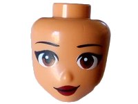 Mini Doll, Head Friends with Black Eyebrows, Reddish Brown Eyes, Dark Red Lips and Closed Mouth with Lopsided Grin Pattern, LEGO onderdeelnummer 101169