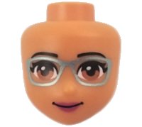 Mini Doll, Head Friends with Medium Nougat Eyes, Metallic Light Blue Glasses, Magenta Lips, and Closed Mouth Pattern, LEGO onderdeelnummer 37588