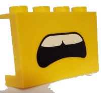 Panel 1 x 4 x 2 with Side Supports - Hollow Studs with Open Confused Mouth and Teeth Pattern, LEGO onderdeelnummer 14718pb032