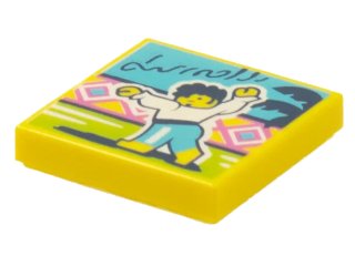 Tegel 2 x 2 with BeatBit Album Cover - Flamenco Dancer Pattern, Geel (Yellow), LEGO onderdeelnummer 3068pb1543