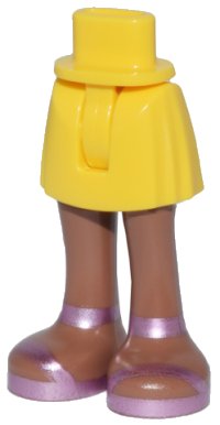 Mini Doll Hips and Skirt with Molded Medium Brown Legs and Printed Metallic Pink Sandals Pattern - Thin Hinge, LEGO onderdeelnummer 35216ac00pb011