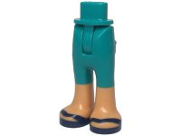 LEGO onderdeel Mini Doll Hips and Trousers with Back Pockets with Molded Nougat Lower Legs / Boots and Printed Dark Blue Sandals Pattern - Thin Hinge 67072c00pb013