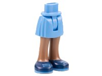 Mini Pop Heup en Rok met Gietvorm Middel Bruin Benen en Gedrukt Donker Blauw Schoenen met Middel Blauw Veters en Zolen Patroon - Dunne Scharnier, LEGO onderdeelnummer 35216ac00pb012