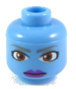 Minifigure, Head Alien with Large Brown Eyes and Purple Lips Pattern (SW Aayla Secura), LEGO onderdeelnummer 3626pb0472