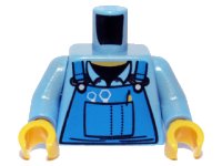 Torso Mechanic Overalls with Silver Wrenches and Fasteners, Yellow Pen, and Black Undershirt Pattern / Medium Blue Arms / Yellow Hands, LEGO onderdeelnummer 973pb0410c01