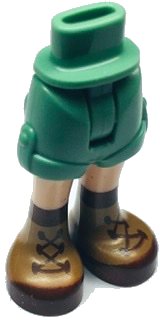 Mini Doll Hips and Shorts with Molded Light Nougat Legs and Printed Nougat and Reddish Brown Boots with Laces Pattern - Thin Hinge, LEGO onderdeelnummer 1826cc00pb003