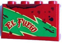 Paneel 1 x 4 x 2 met Zijsteunvorming - Holle Studs met 'EL FUEGO', Oliesporen, Helder Groen en Helder Lichtgeel Bliksem Patroon Model Rechterkant (Sticker) - Set 70421, LEGO onderdeelnummer 14718pb061R