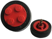 LEGO onderdeel Wheel with 4 Studs and Axle with Black Tire Smooth - Small Solid (7039 / 132old) 7039c01