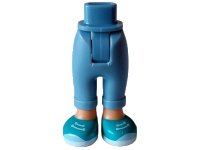 Mini Doll Hips and Trousers with Back Pockets and Cuffs with Nougat Ankles and Dark Turquoise Shoes with White Soles and Light Aqua Laces Pattern - Thick Hinge, LEGO onderdeelnummer 100937c00pb003